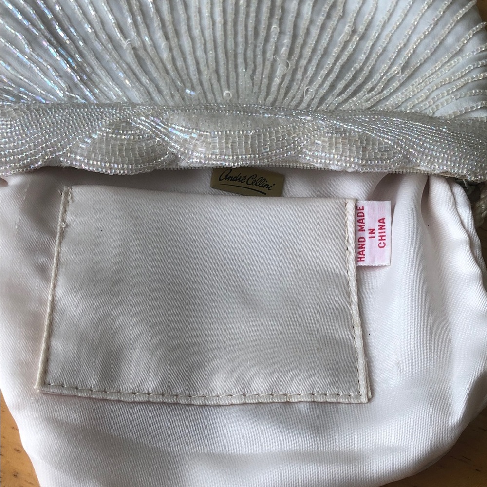 Woman’s rare elegant White Beaded Evening Clutch with Braided Strap - Picture 5 of 9